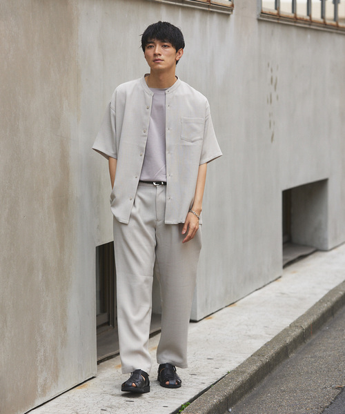 JOURNAL STANDARD relume（ジャーナルスタンダード　レリューム）の「"吸水速乾" TECH DRY バンドカラー 半袖シャツ（シャツ/ブラウス・メンズ・ブラック/アイボリー/オリーブ/クリアブルー・SMALL/MEDIUM/LARGE）」の22枚目の写真