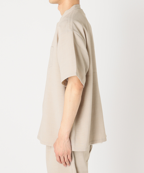 JOURNAL STANDARD relume（ジャーナルスタンダード　レリューム）の「"吸水速乾" TECH DRY バンドカラー 半袖シャツ（シャツ/ブラウス・メンズ・ブラック/アイボリー/オリーブ/クリアブルー・SMALL/MEDIUM/LARGE）」の6枚目の写真