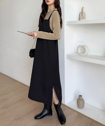 サロペットスカート スリット入り