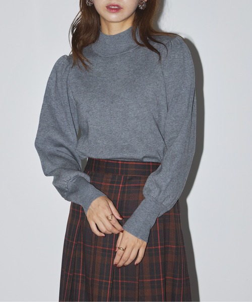 SETUP7(セットアップセブン)の「【SETUP7】volume sleeve high neck knit(ニット/セーター・レディース・ブラック/オフホワイト/チャコールグレー・FREE)」の1枚目の写真