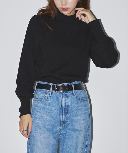 SETUP7(セットアップセブン)の「【SETUP7】volume sleeve high neck knit(ニット/セーター・レディース・ブラック/オフホワイト/チャコールグレー・FREE)」の3枚目の写真