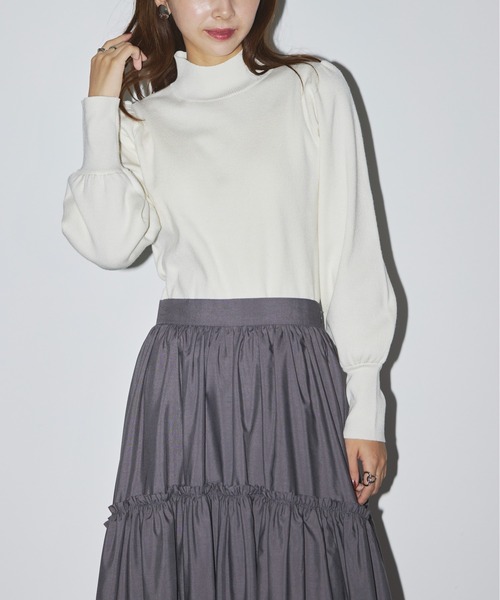 SETUP7(セットアップセブン)の「【SETUP7】volume sleeve high neck knit(ニット/セーター・レディース・ブラック/オフホワイト/チャコールグレー・FREE)」の20枚目の写真