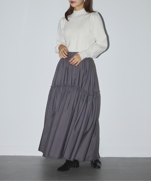 SETUP7(セットアップセブン)の「【SETUP7】volume sleeve high neck knit(ニット/セーター・レディース・ブラック/オフホワイト/チャコールグレー・FREE)」の4枚目の写真
