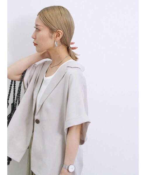 Samansa Mos2 blue（サマンサモスモスブルー）の「リネンタッチシャツジャケット（シャツ/ブラウス・レディース・チャコールグレー/ベージュ/シルバーグレー・F）」の4枚目の写真