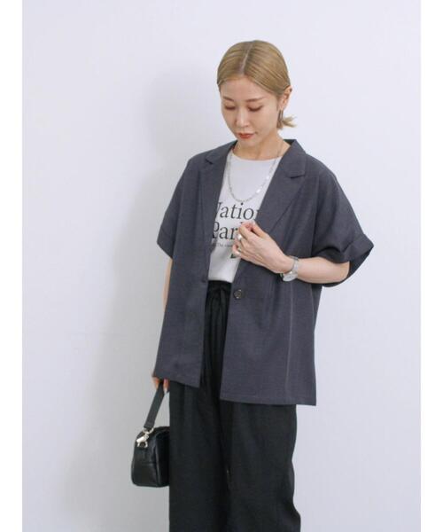 Samansa Mos2 blue（サマンサモスモスブルー）の「リネンタッチシャツジャケット（シャツ/ブラウス・レディース・チャコールグレー/ベージュ/シルバーグレー・F）」の7枚目の写真