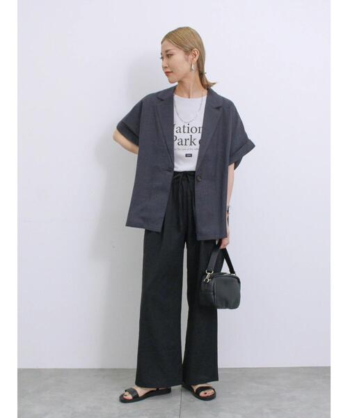 Samansa Mos2 blue（サマンサモスモスブルー）の「リネンタッチシャツジャケット（シャツ/ブラウス・レディース・チャコールグレー/ベージュ/シルバーグレー・F）」の9枚目の写真