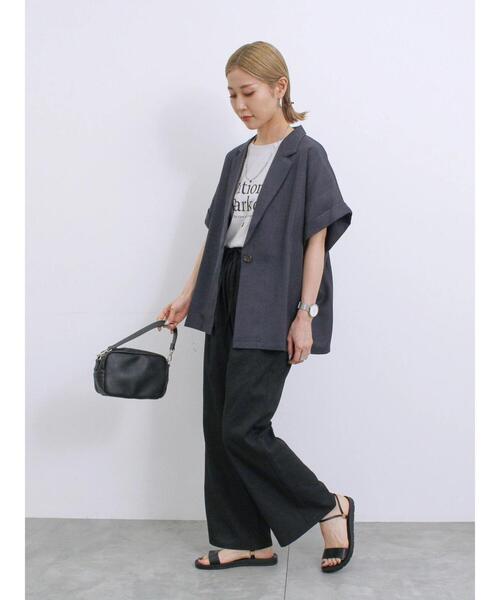 Samansa Mos2 blue（サマンサモスモスブルー）の「リネンタッチシャツジャケット（シャツ/ブラウス・レディース・チャコールグレー/ベージュ/シルバーグレー・F）」の10枚目の写真