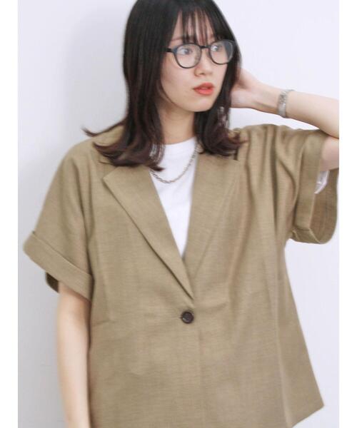 Samansa Mos2 blue（サマンサモスモスブルー）の「リネンタッチシャツジャケット（シャツ/ブラウス・レディース・チャコールグレー/ベージュ/シルバーグレー・F）」の11枚目の写真