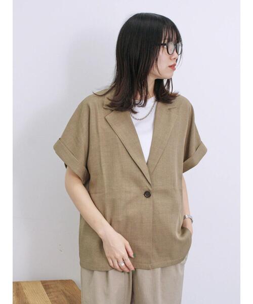 Samansa Mos2 blue（サマンサモスモスブルー）の「リネンタッチシャツジャケット（シャツ/ブラウス・レディース・チャコールグレー/ベージュ/シルバーグレー・F）」の13枚目の写真