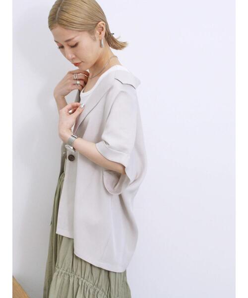 Samansa Mos2 blue（サマンサモスモスブルー）の「リネンタッチシャツジャケット（シャツ/ブラウス・レディース・チャコールグレー/ベージュ/シルバーグレー・F）」の17枚目の写真