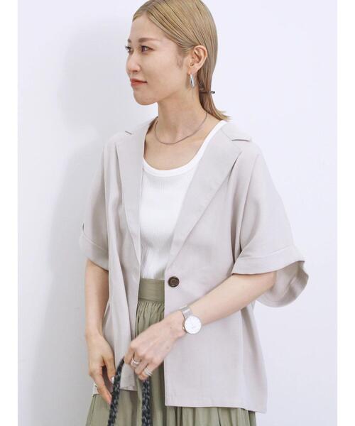 Samansa Mos2 blue（サマンサモスモスブルー）の「リネンタッチシャツジャケット（シャツ/ブラウス・レディース・チャコールグレー/ベージュ/シルバーグレー・F）」の18枚目の写真