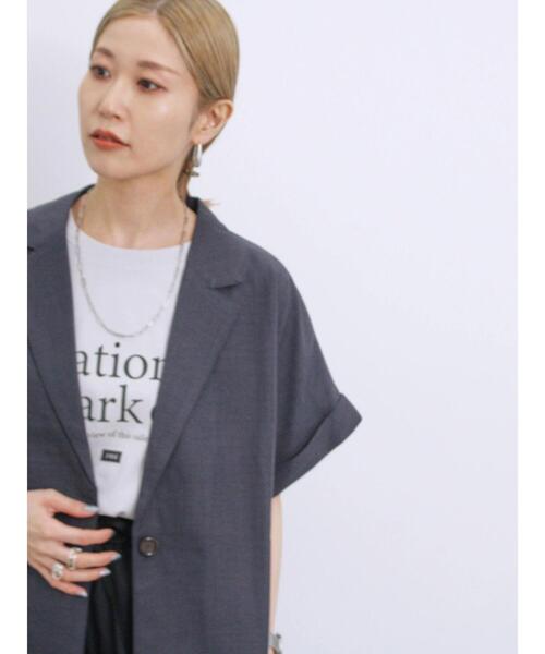 Samansa Mos2 blue（サマンサモスモスブルー）の「リネンタッチシャツジャケット（シャツ/ブラウス・レディース・チャコールグレー/ベージュ/シルバーグレー・F）」の21枚目の写真
