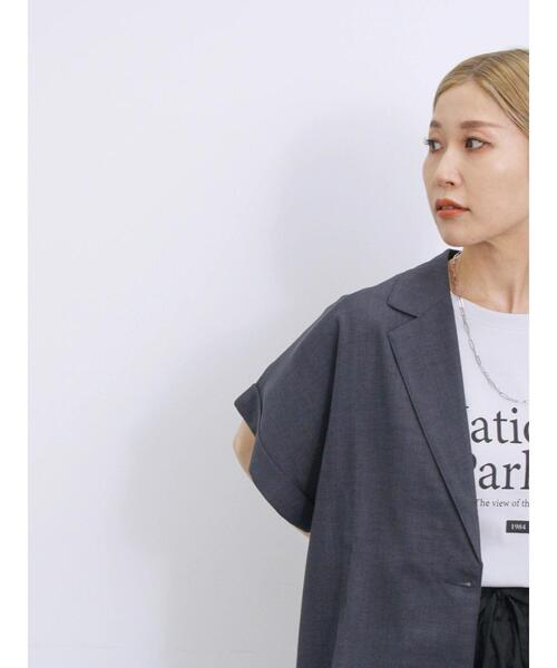 Samansa Mos2 blue（サマンサモスモスブルー）の「リネンタッチシャツジャケット（シャツ/ブラウス・レディース・チャコールグレー/ベージュ/シルバーグレー・F）」の22枚目の写真