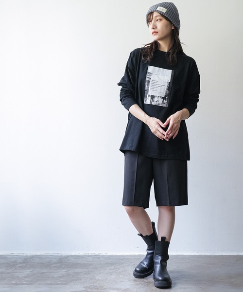 mili an deni（ミリアンデニ）の「フォトプリントロンT（Tシャツ/カットソー・レディース・ネイビー/ブラック/チャコールグレー/オフホワイト・L/M）」の12枚目の写真