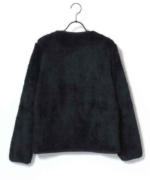 Champion(チャンピオン)の「Champion/チャンピオン Sherpa Fleece Snap Jacket/シェルパフリース ロゴ ワンポイント刺繍 スナップ ジャケット/ボアジャケット/ノーカラージャケット/レディース(ノーカラージャケット・レディース・グレイッシュベージュ/ブラック・M/L)」の5枚目の写真