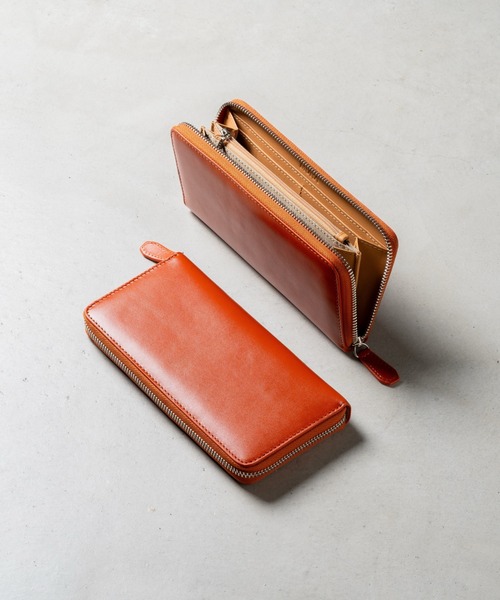 セール】牛革 スキミング防止機能付き YKKラウンドファスナー 長財布