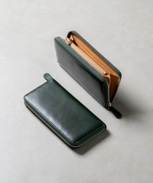 セール】牛革 スキミング防止機能付き YKKラウンドファスナー 長財布
