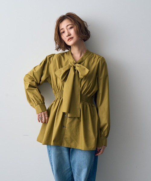 YECCA VECCA（イェッカヴェッカ）の「2wayリボンブラウス（シャツ/ブラウス・レディース・ライム/ブラック/ホワイト・FREE）」の3枚目の写真