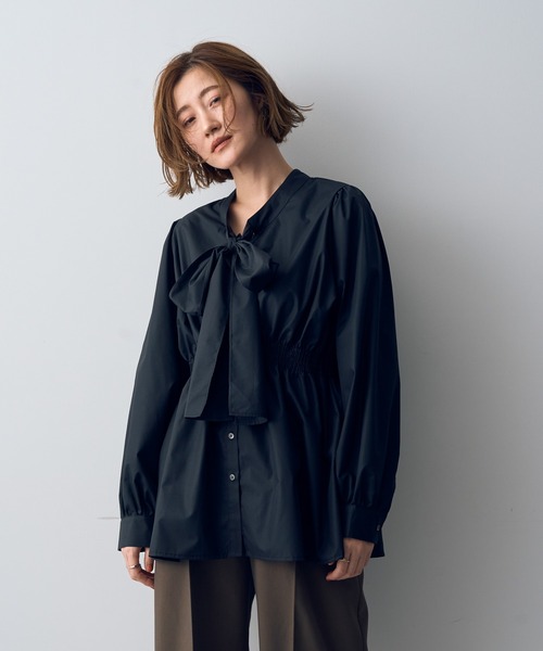 YECCA VECCA（イェッカヴェッカ）の「2wayリボンブラウス（シャツ/ブラウス・レディース・ライム/ブラック/ホワイト・FREE）」の2枚目の写真