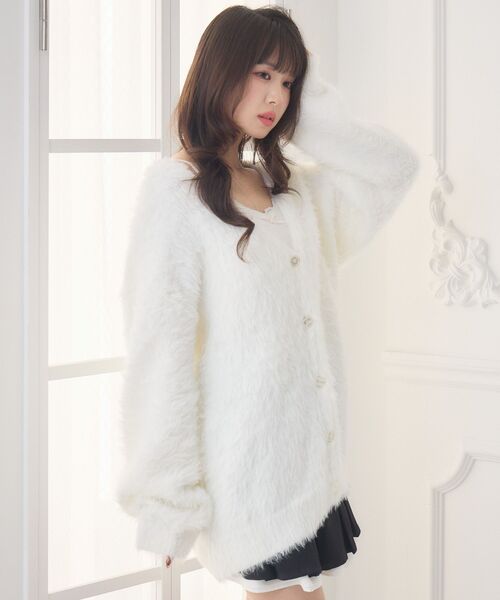 ems excite(エムズエキサイト)の「BIGシャギーカーデ(カーディガン/ボレロ・レディース・ピンク/オフホワイト/ベージュ/チャコールグレー/ブルー/ホワイト/ライトブルー・FREE)」の18枚目の写真