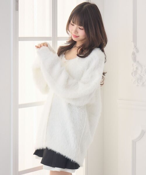 ems excite(エムズエキサイト)の「BIGシャギーカーデ(カーディガン/ボレロ・レディース・ピンク/オフホワイト/ベージュ/チャコールグレー/ブルー/ホワイト/ライトブルー・FREE)」の21枚目の写真