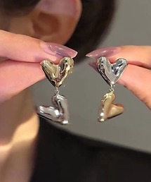 【resonance】ハートモチーフ シルバー×ゴールド アシンメトリー ピアス