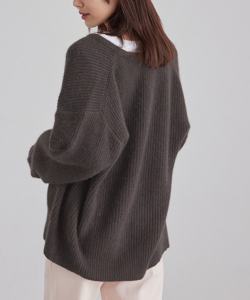 ROPE' PICNIC(ロペピクニック)の「FOX混ニットカーディガン(カーディガン/ボレロ・レディース・チャコールグレー/ピンク/ライトグレー・38)」の9枚目の写真