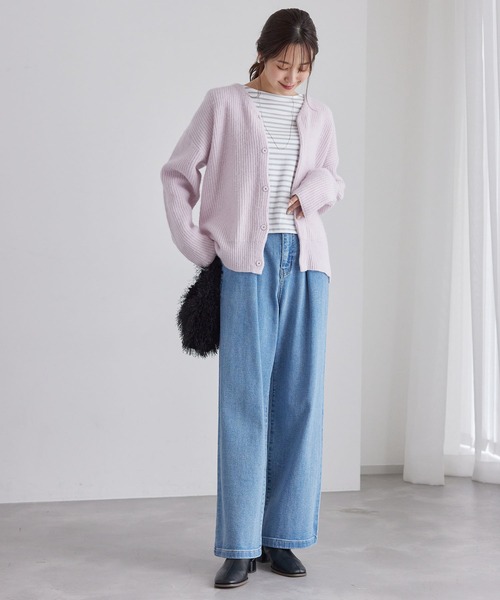 ROPE' PICNIC(ロペピクニック)の「FOX混ニットカーディガン(カーディガン/ボレロ・レディース・チャコールグレー/ピンク/ライトグレー・38)」の18枚目の写真