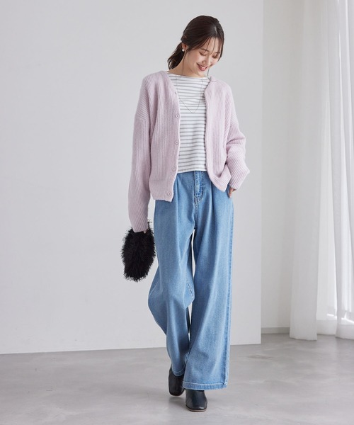 ROPE' PICNIC(ロペピクニック)の「FOX混ニットカーディガン(カーディガン/ボレロ・レディース・チャコールグレー/ピンク/ライトグレー・38)」の19枚目の写真