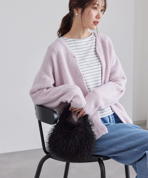 ROPE' PICNIC(ロペピクニック)の「FOX混ニットカーディガン(カーディガン/ボレロ・レディース・チャコールグレー/ピンク/ライトグレー・38)」の21枚目の写真