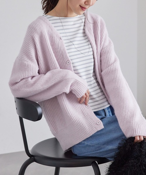 ROPE' PICNIC(ロペピクニック)の「FOX混ニットカーディガン(カーディガン/ボレロ・レディース・チャコールグレー/ピンク/ライトグレー・38)」の22枚目の写真