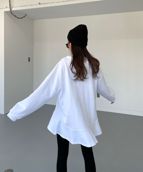 裾フリルチュニックロングT（Tシャツ/カットソー）｜CHERI