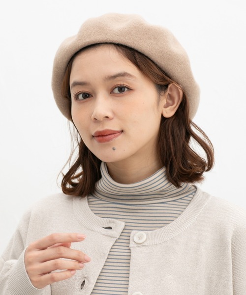 Honeys(ハニーズ)の「ウール混ベレー帽(ハンチング/ベレー帽・レディース・ブラック/グリーン/ブラウン/ベージュ・FREE)」の3枚目の写真