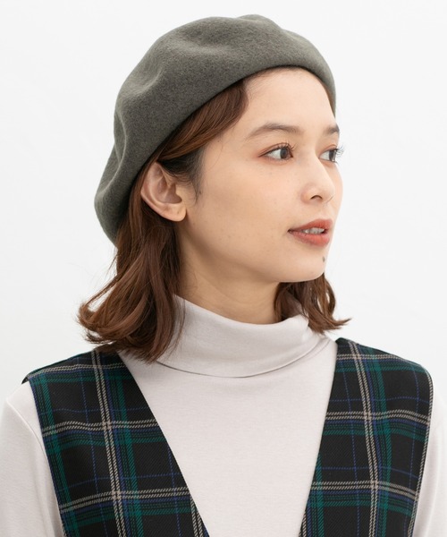 Honeys(ハニーズ)の「ウール混ベレー帽(ハンチング/ベレー帽・レディース・ブラック/グリーン/ブラウン/ベージュ・FREE)」の4枚目の写真