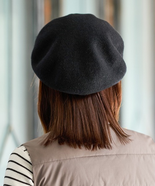 Honeys(ハニーズ)の「ウール混ベレー帽(ハンチング/ベレー帽・レディース・ブラック/グリーン/ブラウン/ベージュ・FREE)」の7枚目の写真