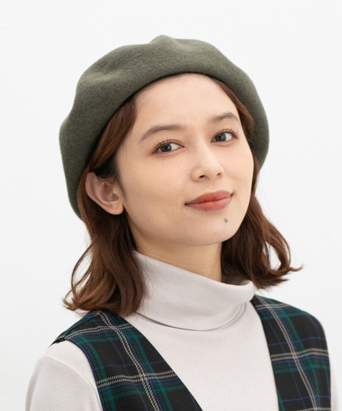 Honeys(ハニーズ)の「ウール混ベレー帽(ハンチング/ベレー帽・レディース・ブラック/グリーン/ブラウン/ベージュ・FREE)」の9枚目の写真
