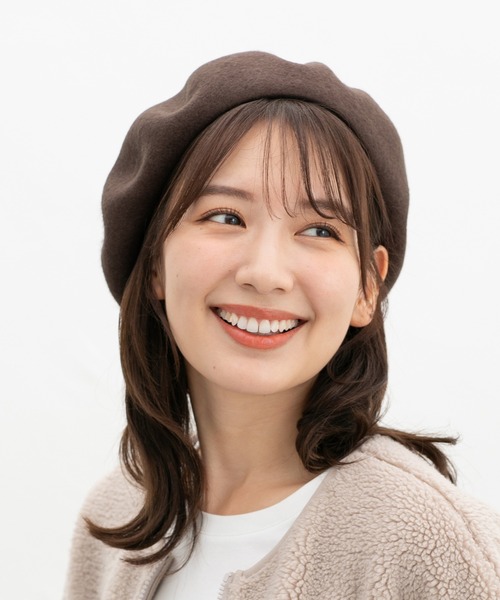 Honeys(ハニーズ)の「ウール混ベレー帽(ハンチング/ベレー帽・レディース・ブラック/グリーン/ブラウン/ベージュ・FREE)」の13枚目の写真