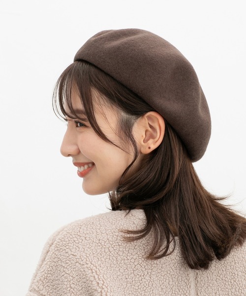 Honeys(ハニーズ)の「ウール混ベレー帽(ハンチング/ベレー帽・レディース・ブラック/グリーン/ブラウン/ベージュ・FREE)」の14枚目の写真
