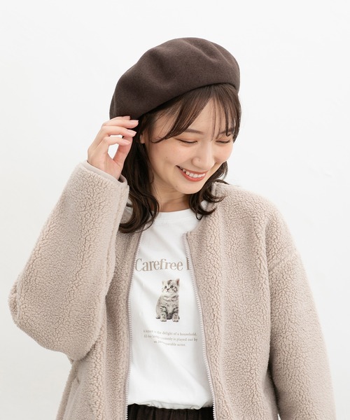 Honeys(ハニーズ)の「ウール混ベレー帽(ハンチング/ベレー帽・レディース・ブラック/グリーン/ブラウン/ベージュ・FREE)」の16枚目の写真