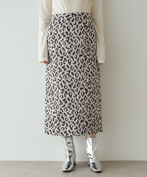 セール】レオパードジャカード ナロースカート【洗濯機洗い可