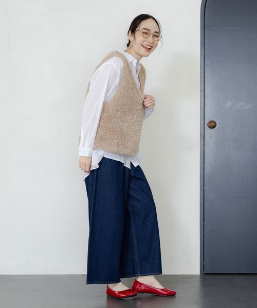 studio CLIP（スタディオクリップ）の「プルオーバーファーベスト（ベスト・レディース・ライトグレー/アイボリー・FREE）」の6枚目の写真