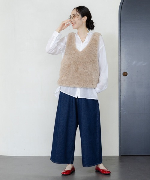 studio CLIP（スタディオクリップ）の「プルオーバーファーベスト（ベスト・レディース・ライトグレー/アイボリー・FREE）」の19枚目の写真