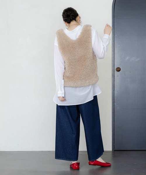 studio CLIP（スタディオクリップ）の「プルオーバーファーベスト（ベスト・レディース・ライトグレー/アイボリー・FREE）」の21枚目の写真