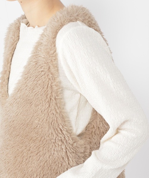 studio CLIP（スタディオクリップ）の「プルオーバーファーベスト（ベスト・レディース・ライトグレー/アイボリー・FREE）」の13枚目の写真