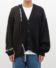 【美品】  TOY DEVIL / トイデビル | 2024AW | FRANKEN CARDIGAN 編み地切替 ハンドステッチ フランケン ニットカーディガン | 3 | ブラック | メンズ 88052453_b_02_215.jpg