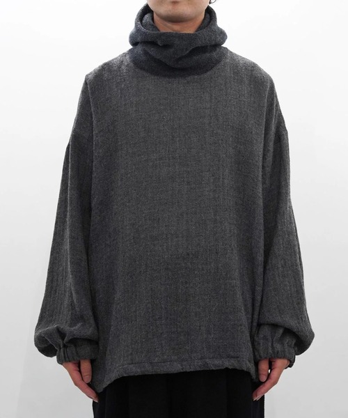 VOAAOV(ヴォアーブ)の「【VOAAOV】BISHU TAMBLER WOOL GAUZE High Neck Hoodie(パーカー・メンズ・ブラウン/グレー/ブラック・2/1)」の3枚目の写真