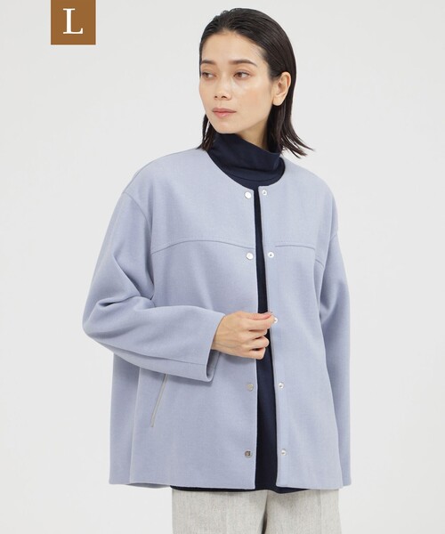COS ウールダッフルジャケット　Light blue セール】【L】【カタログ掲載品】【ウォッシャブル】ウール