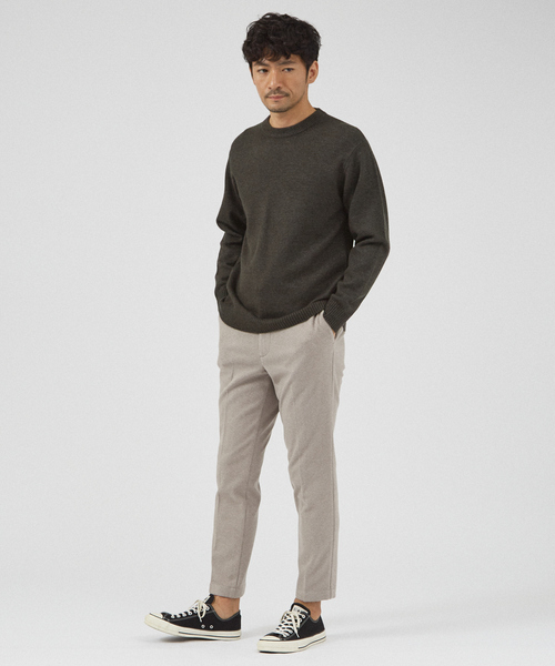 ABAHOUSE GRAY（アバハウスグレイ）の「【カシミアタッチ】プルオーバー クルーネックニット（ニット/セーター・メンズ・グレイッシュベージュ/ブラック/セージグリーン/ホワイト・46/48）」の5枚目の写真