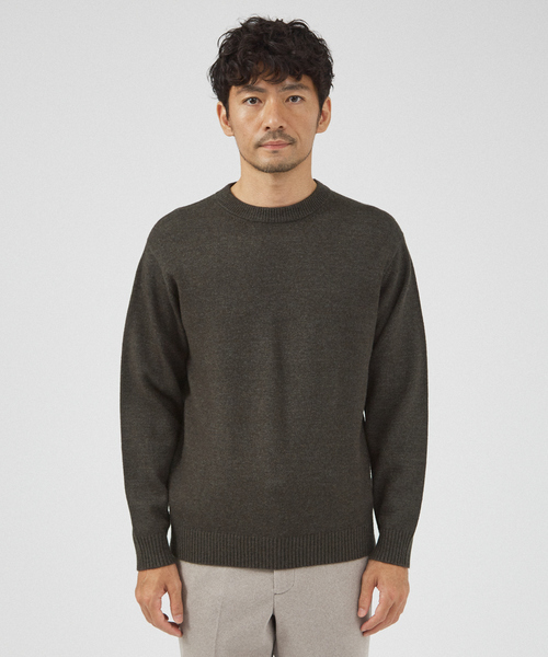 ABAHOUSE GRAY（アバハウスグレイ）の「【カシミアタッチ】プルオーバー クルーネックニット（ニット/セーター・メンズ・グレイッシュベージュ/ブラック/セージグリーン/ホワイト・46/48）」の6枚目の写真