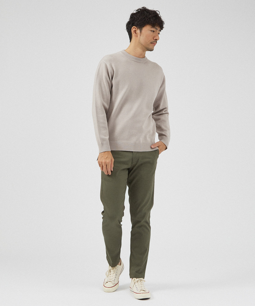 ABAHOUSE GRAY（アバハウスグレイ）の「【カシミアタッチ】プルオーバー クルーネックニット（ニット/セーター・メンズ・グレイッシュベージュ/ブラック/セージグリーン/ホワイト・46/48）」の18枚目の写真